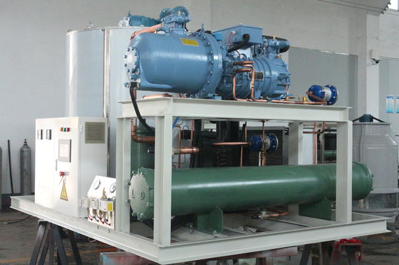 ताजा समुद्री भोजन मत्स्य पालन के लिए 300KG-40T औद्योगिक परत बर्फ मशीन स्नो आइस फ्लेक्स मशीन