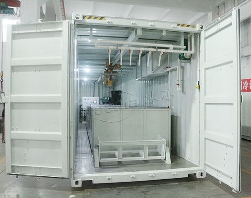 2000 KG TECUMSEH कंप्रेसर 15 टन कंटेनर ब्लॉक आइस मशीन मोबाइल प्लांट के साथ