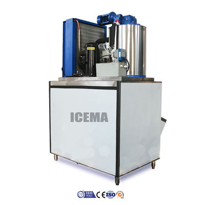 वाणिज्यिक ICEMA 1T औद्योगिक फ्लेक आइस मशीन 2.1kw शीतलन क्षमता के साथ