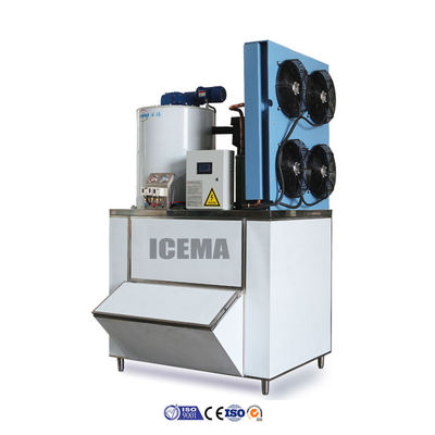 वाणिज्यिक ICEMA 1T औद्योगिक फ्लेक आइस मशीन 2.1kw शीतलन क्षमता के साथ