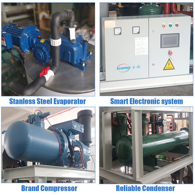 वाणिज्यिक ICEMA 1T औद्योगिक फ्लेक आइस मशीन 2.1kw शीतलन क्षमता के साथ