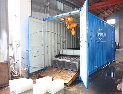 RefComp कंप्रेसर 31.25KW 8T कंटेनर ब्लॉक बर्फ मशीन बंदरगाह और क्वे के लिए हटाने योग्य