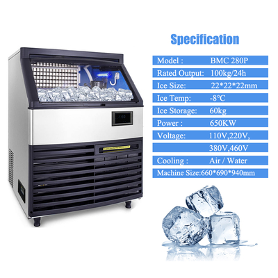 व्यावसायिक बर्फ घन मशीन 36kg भंडारण स्वचालित 240V 110V 220V
